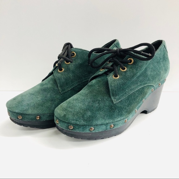 Opening Ceremony Shoes - Opening Ceremony suede green wooden shoes (8)